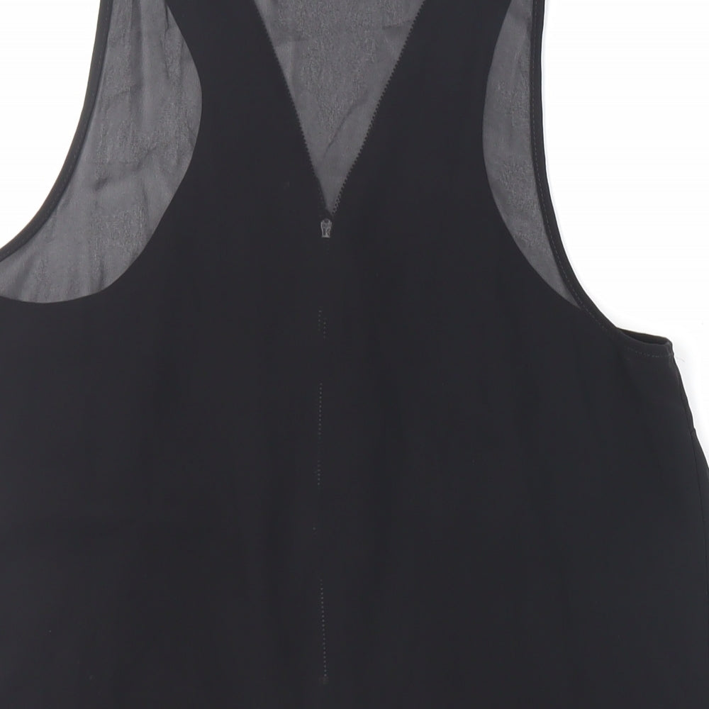 Topshop Womens Black Polyester Basic Tank Size 12 V-Neck - Sheer