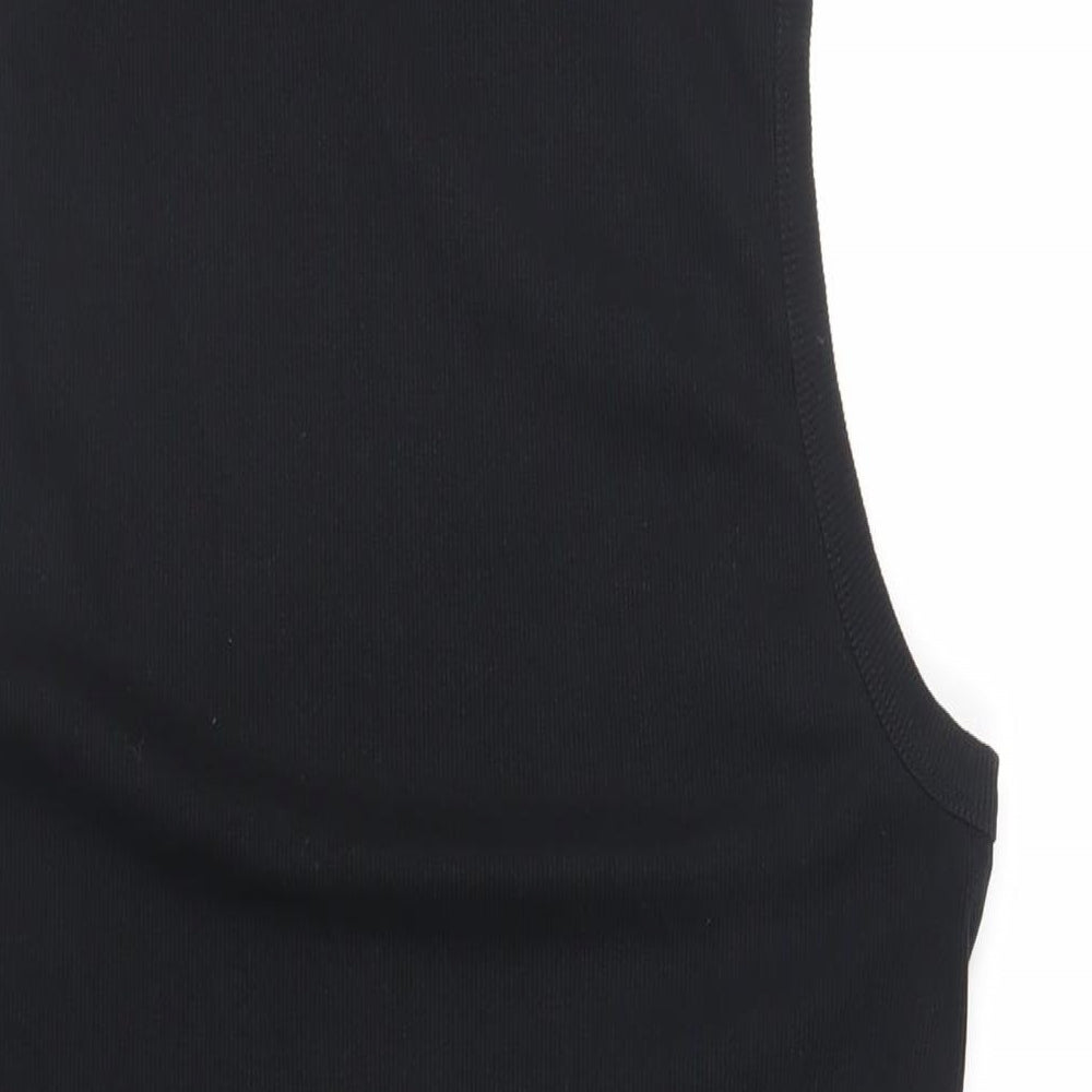 ASOS Womens Black Cotton Bodycon Size 18 Mock Neck Pullover - Ribbed