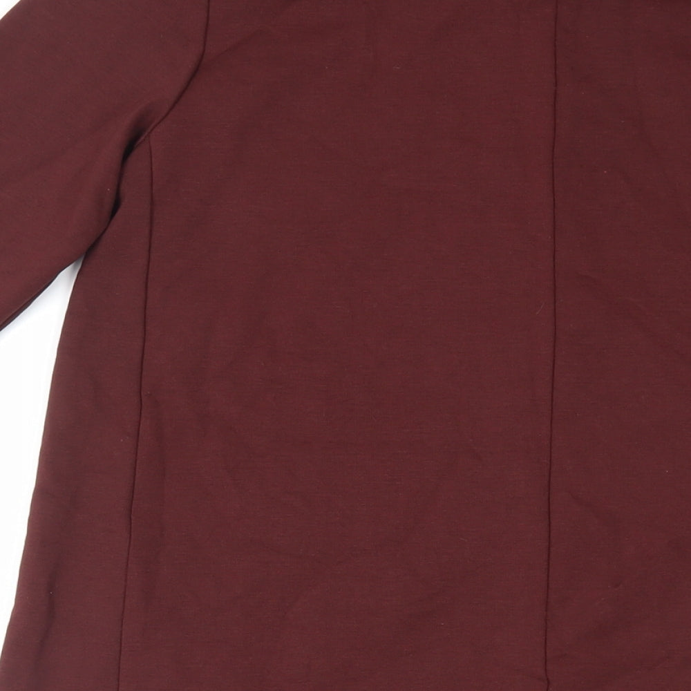 H&M Womens Red Viscose A-Line Size M Boat Neck Pullover - Pockets