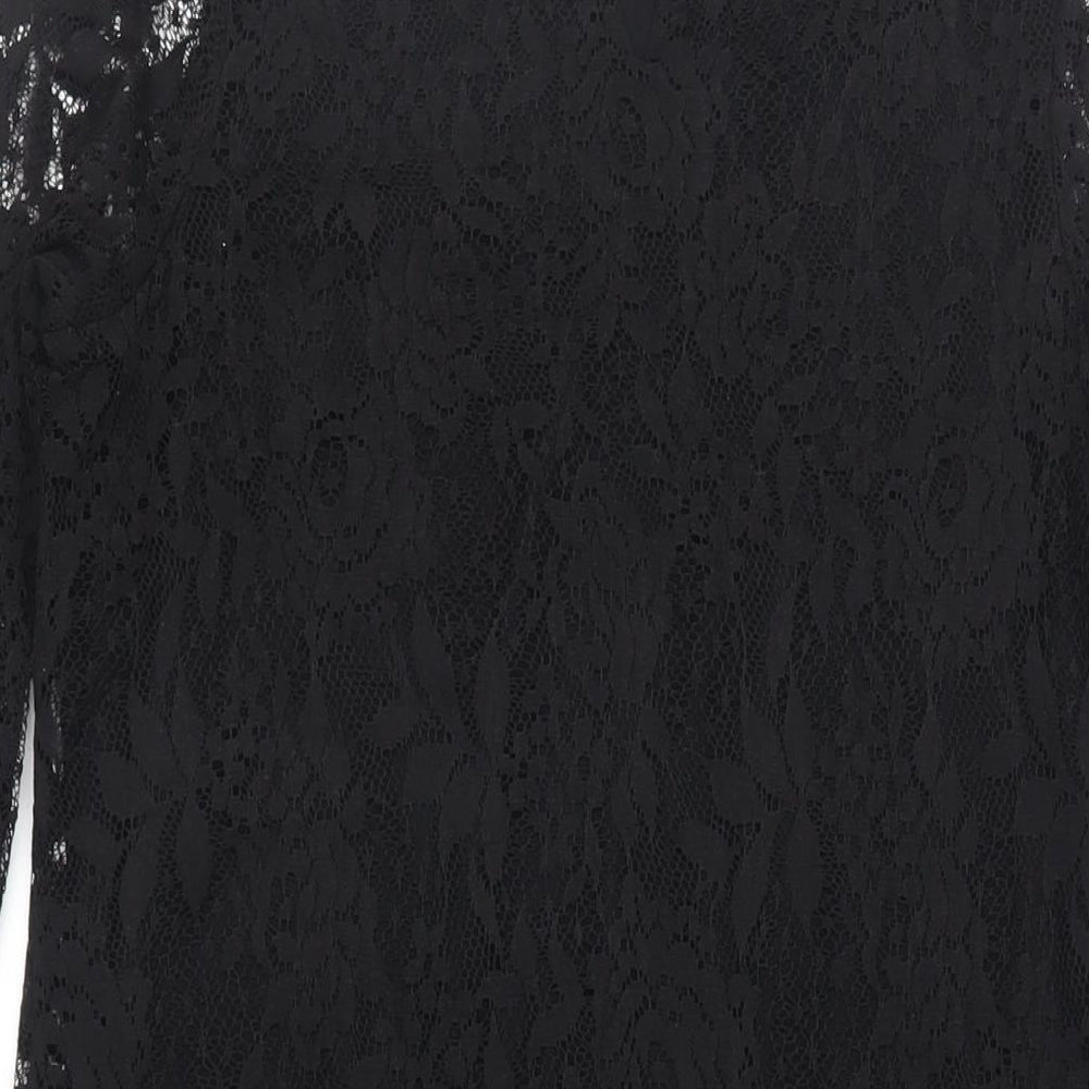 Marks & Spencer Womens Black Viscose Sheath Size 14 Boat Neck Button