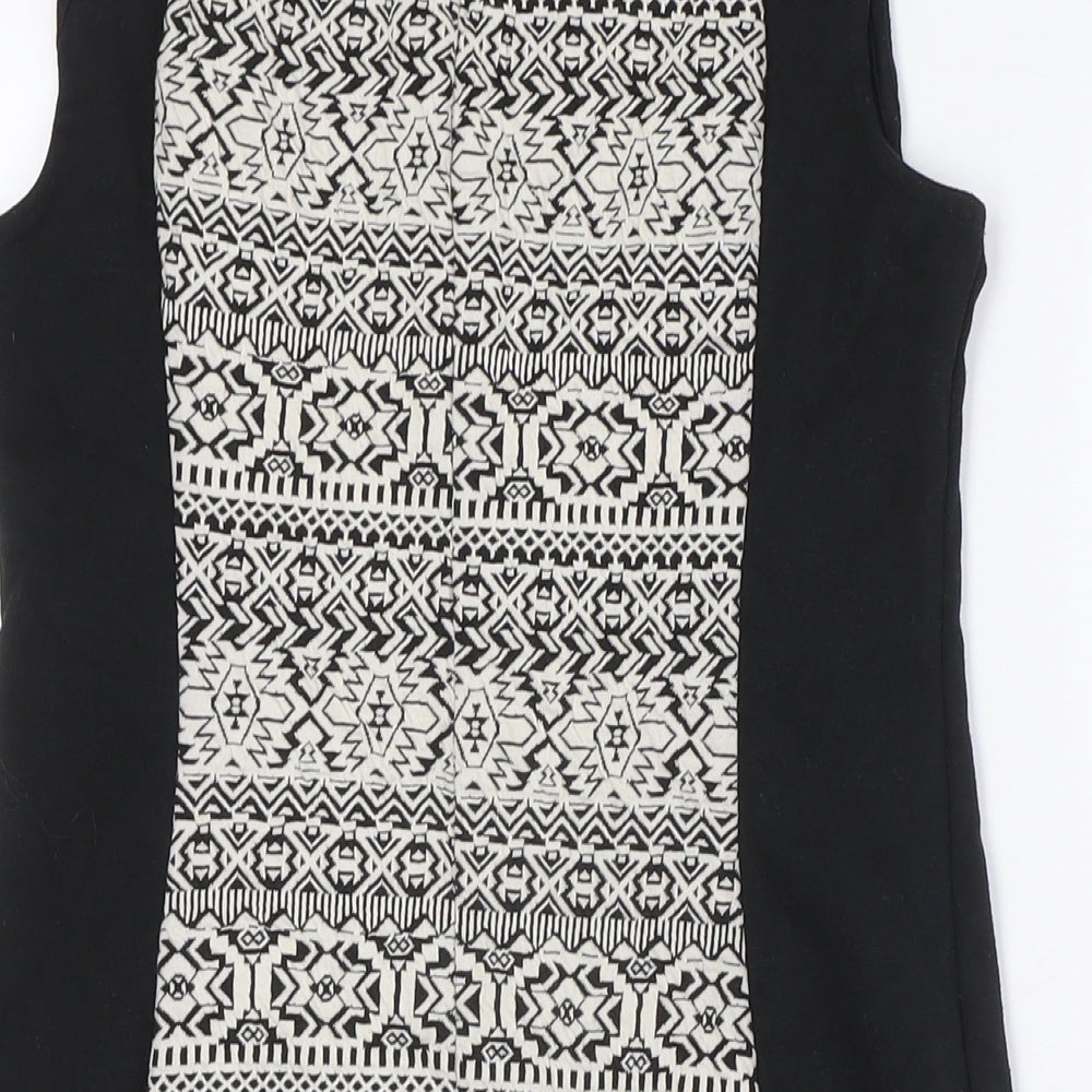 Divided by H&M Womens Black Polyester Pencil Dress Size 16 Round Neck Zip