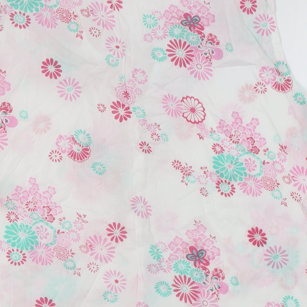 ae Womens White Floral Cotton Basic Button-Up Size 14 Collared
