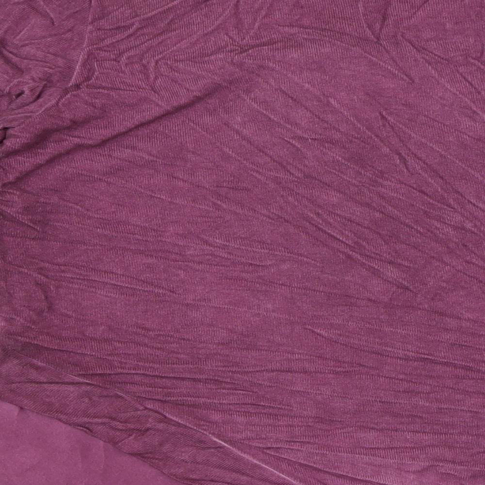 Yest Womens Purple Polyester Basic Button-Up Size 10 V-Neck