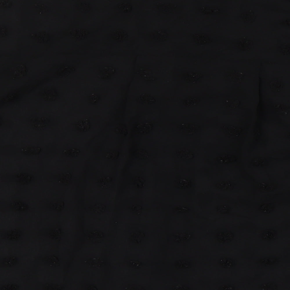 Zara Womens Black Polyester Basic Button-Up Size S Collared