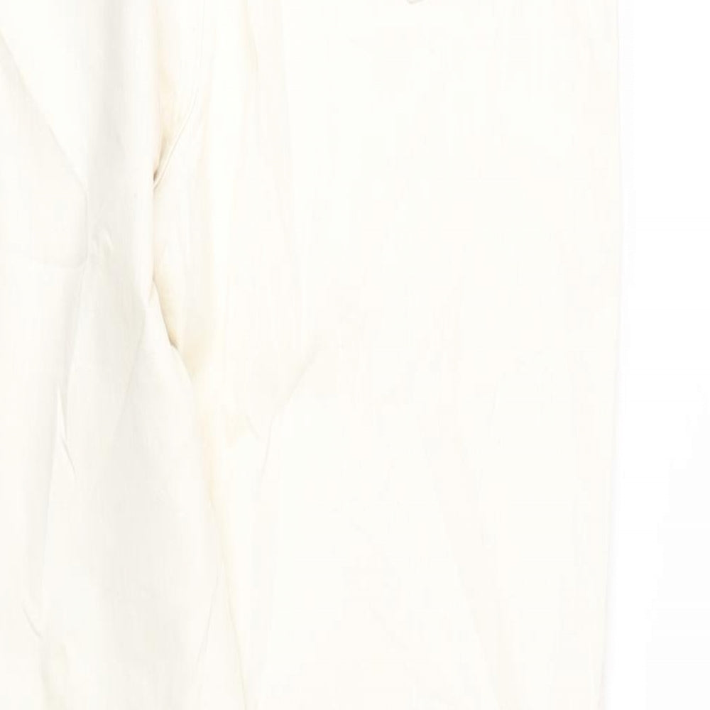 Marks & Spencer Womens Ivory Cotton Skinny Jeans Size 16 L32 in Regular Zip