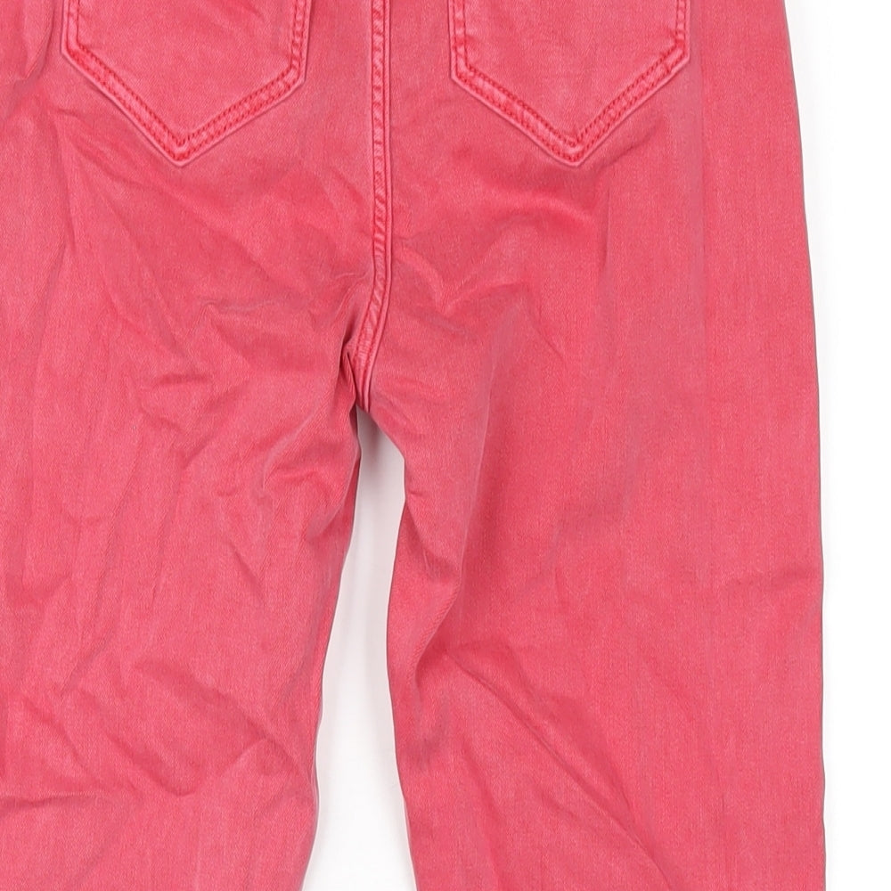 Marks & Spencer Womens Red Cotton Cropped Jeans Size 8 L23 in Regular Zip