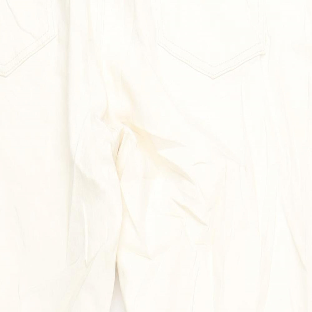 Marks & Spencer Womens Ivory Cotton Straight Jeans Size 22 L30 in Slim Zip