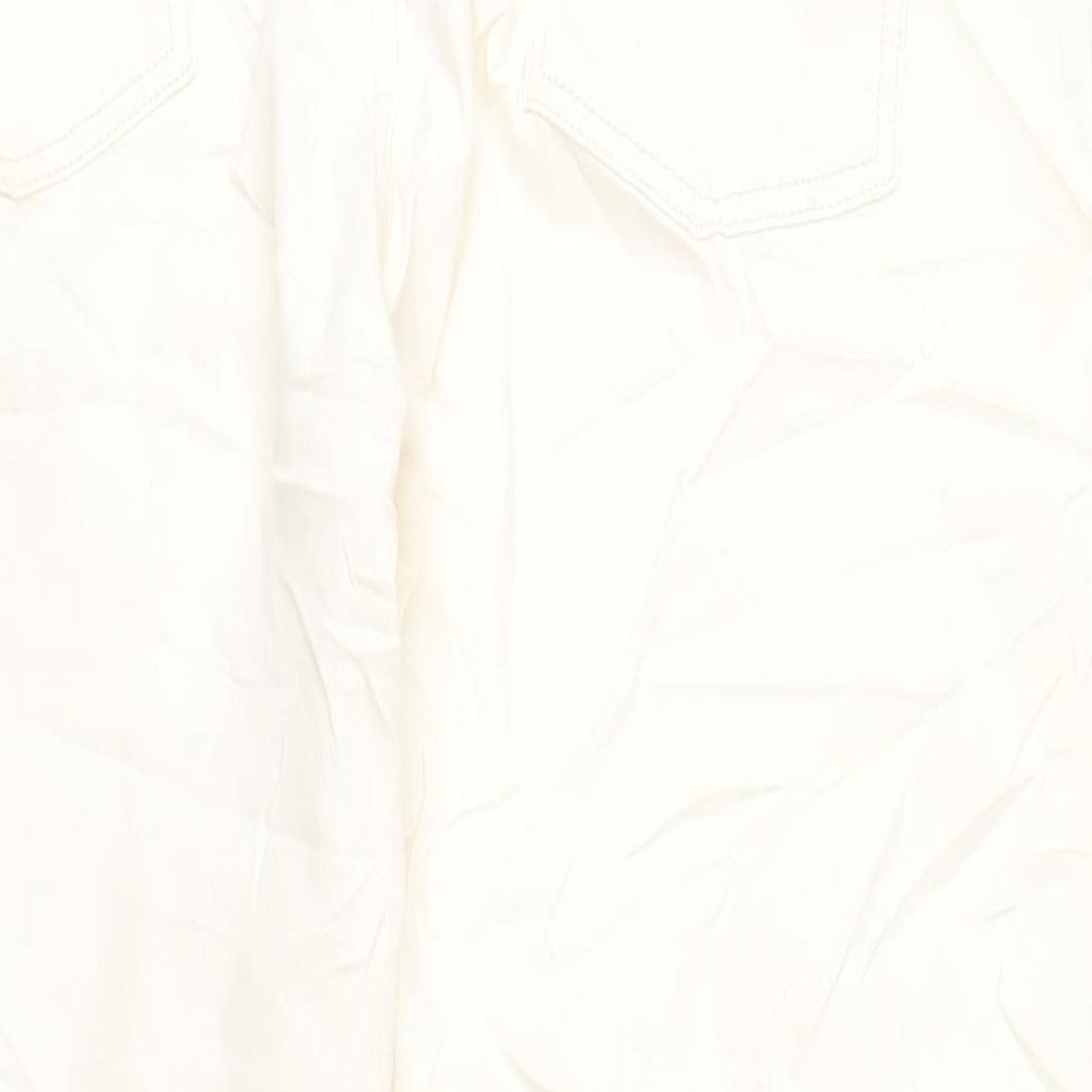 Marks & Spencer Womens Ivory Cotton Straight Jeans Size 22 L29 in Slim Zip