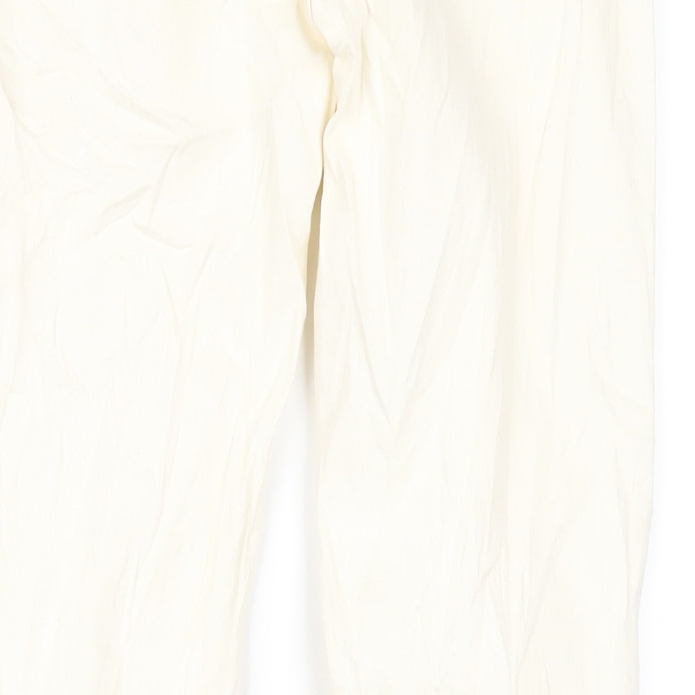 Marks and Spencer Womens Ivory Cotton Straight Jeans Size 8 L30 in Slim Zip