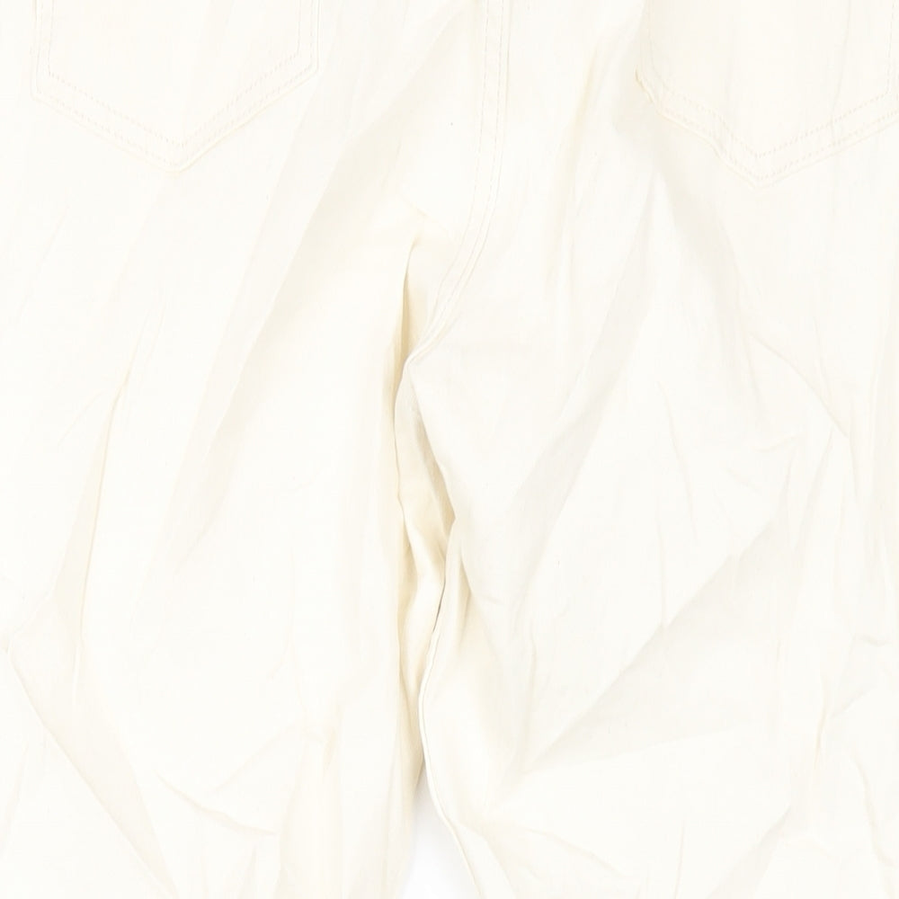 Marks & Spencer Womens Ivory Cotton Straight Jeans Size 24 L28 in Slim Zip