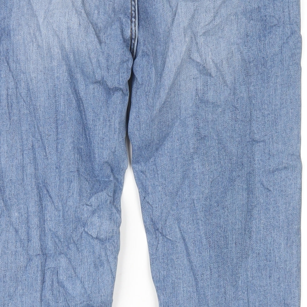 Marks & Spencer Womens Blue Cotton Skinny Jeans Size 12 L29 in Regular Zip