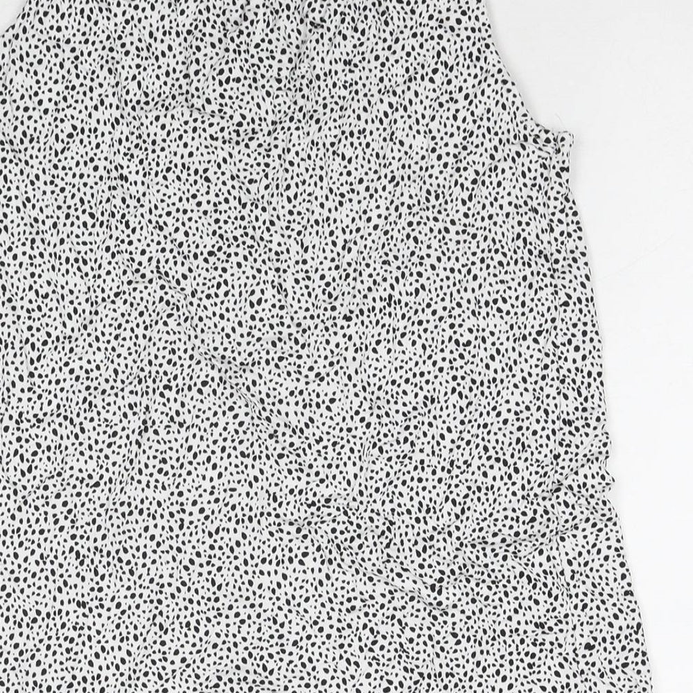 H&M Womens White Geometric Viscose Basic Tank Size XS Round Neck