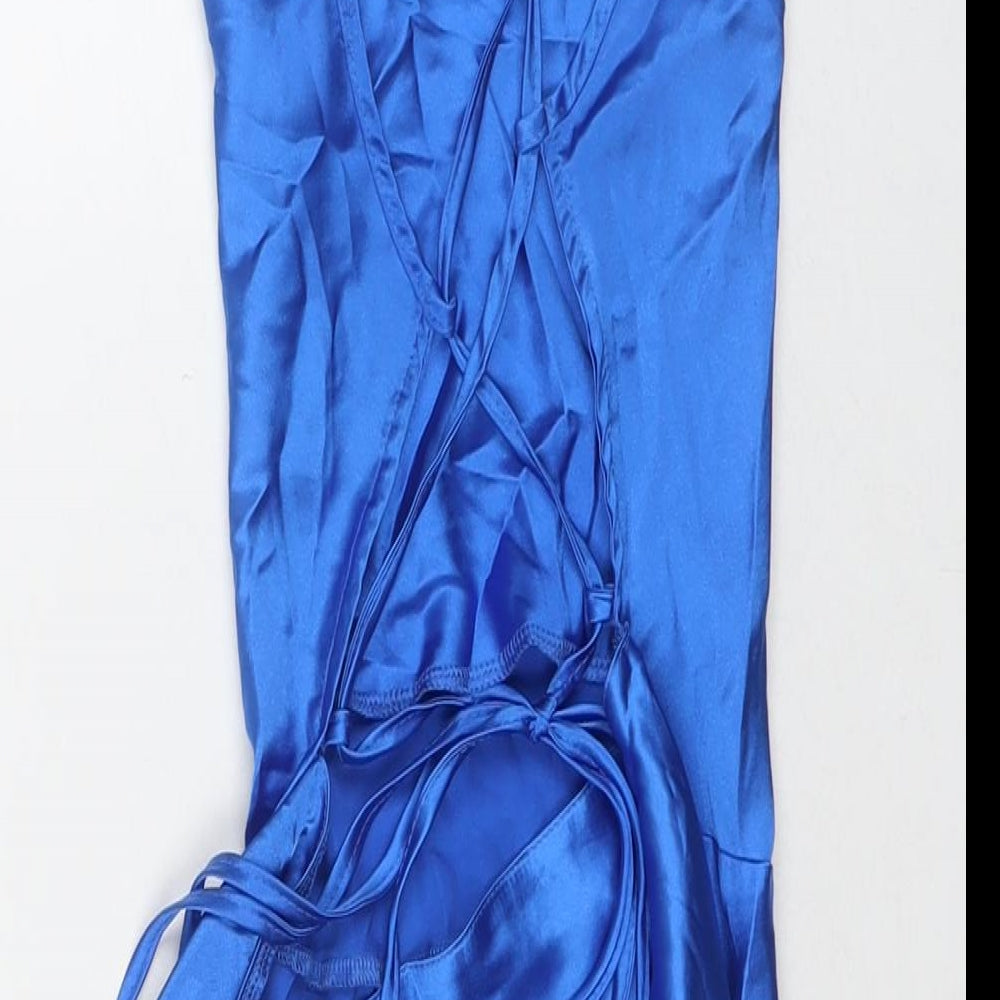 First Distraction Womens Blue Polyester Mini Size 10 Square Neck Tie