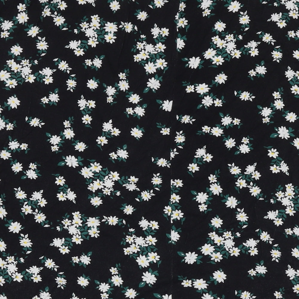 Very Womens Black Floral Viscose Basic T-Shirt Size 20 Round Neck