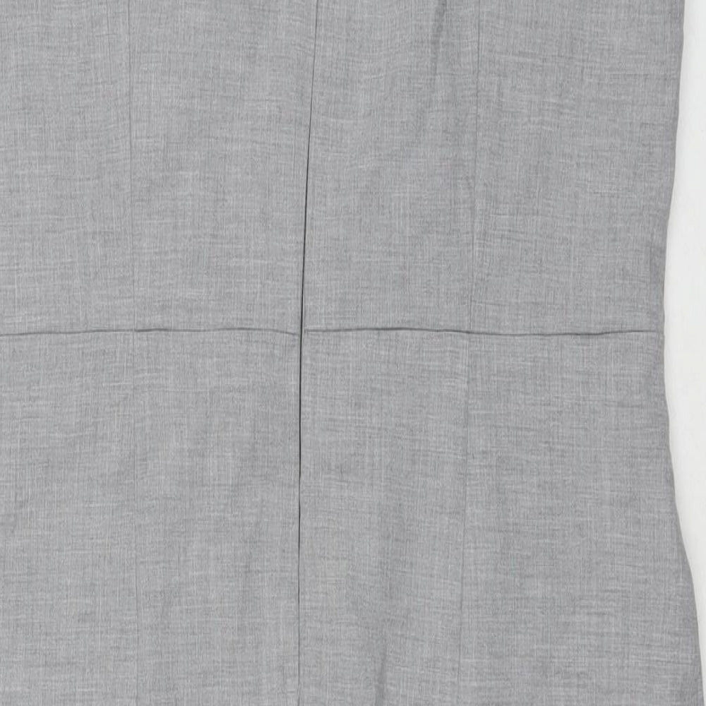 Next Womens Grey Polyester A-Line Size 14 Round Neck Zip