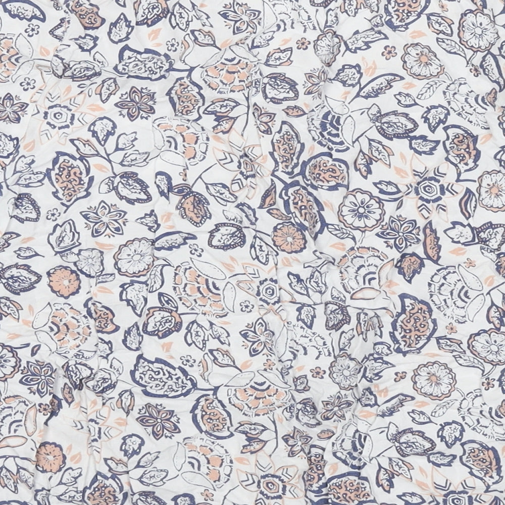 Arcadia Womens White Floral Viscose Basic T-Shirt Size 14 V-Neck