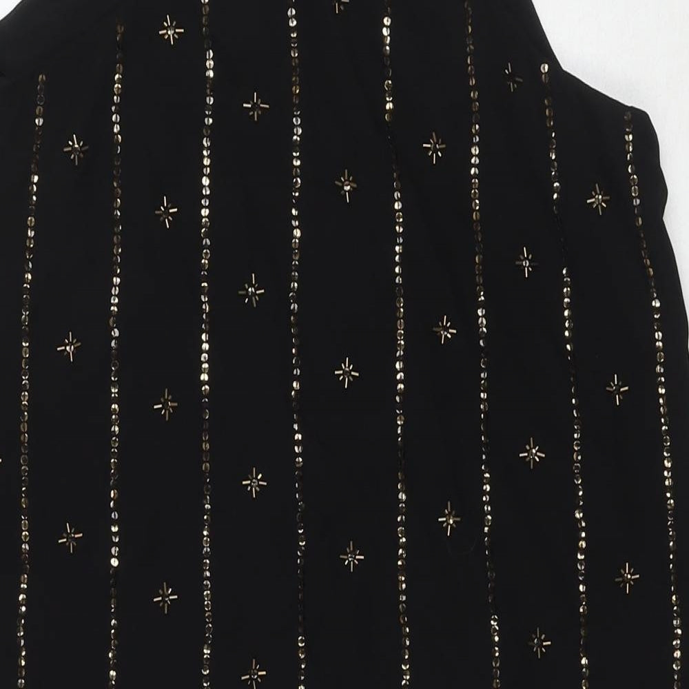 LOFT Womens Black Polyester A-Line Size XS Round Neck Pullover - Sequin Detail