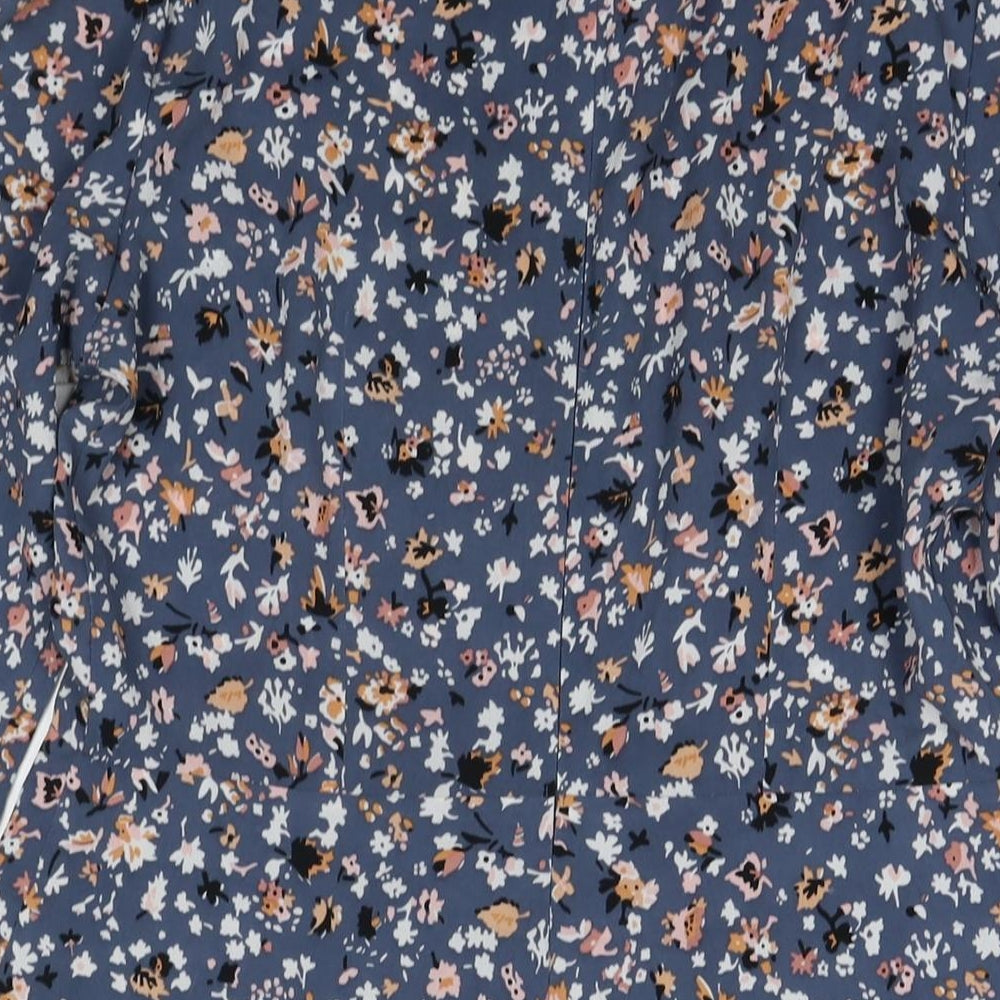 Marks & Spencer Womens Blue Floral Polyester A-Line Size 12 Collared Pullover
