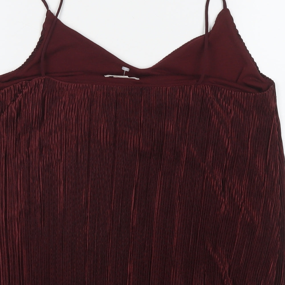 H&M Womens Red Polyester Basic Tank Size S V-Neck