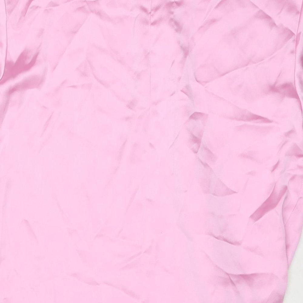 Zara Womens Pink Polyester Mini Size S Round Neck Zip