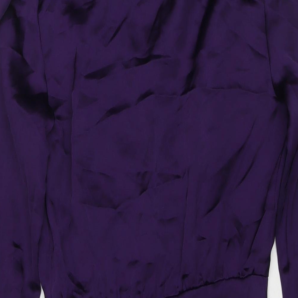 Zara Womens Purple Polyester A-Line Size XS V-Neck Zip - Tasseled