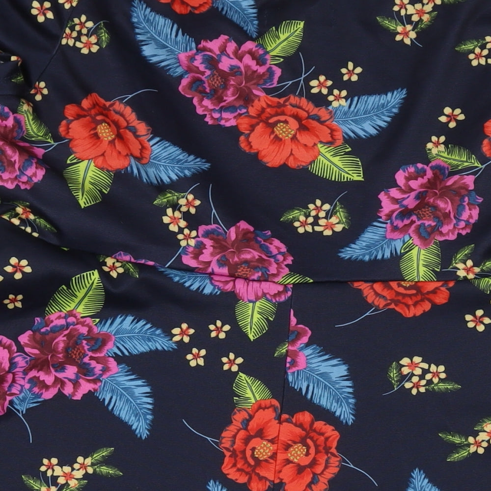 New Look Womens Multicoloured Floral Polyester Fit & Flare Size 18 Off the Shoulder Pullover