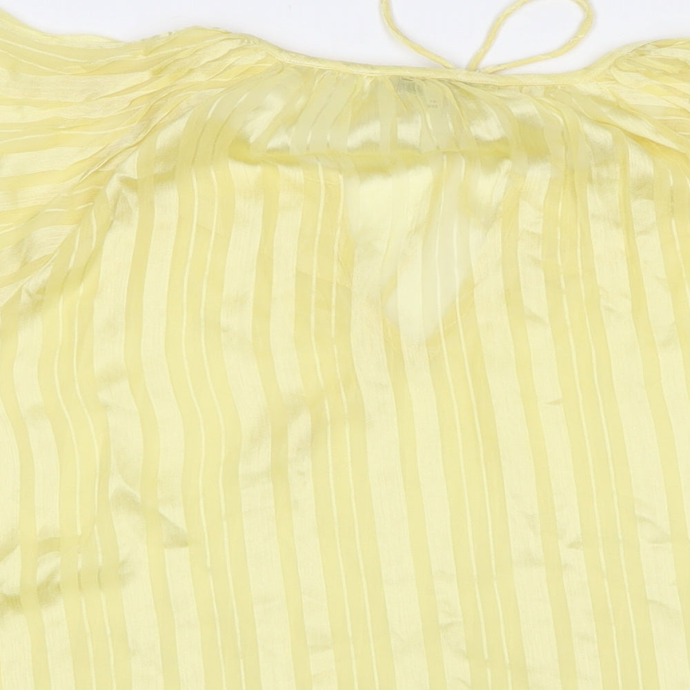 NEXT Womens Yellow Polyester Basic T-Shirt Size 10 V-Neck