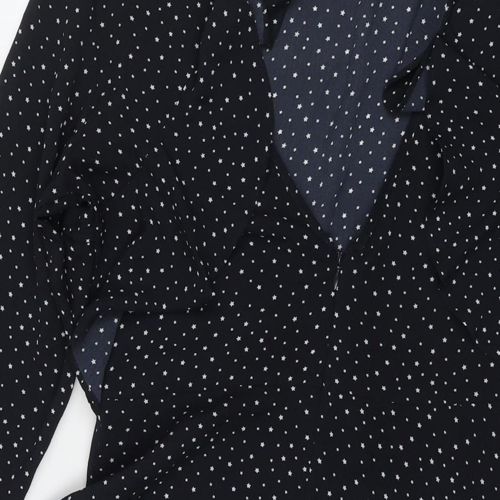 Topshop Womens Black Geometric Polyester Fit & Flare Size 12 Round Neck Pullover