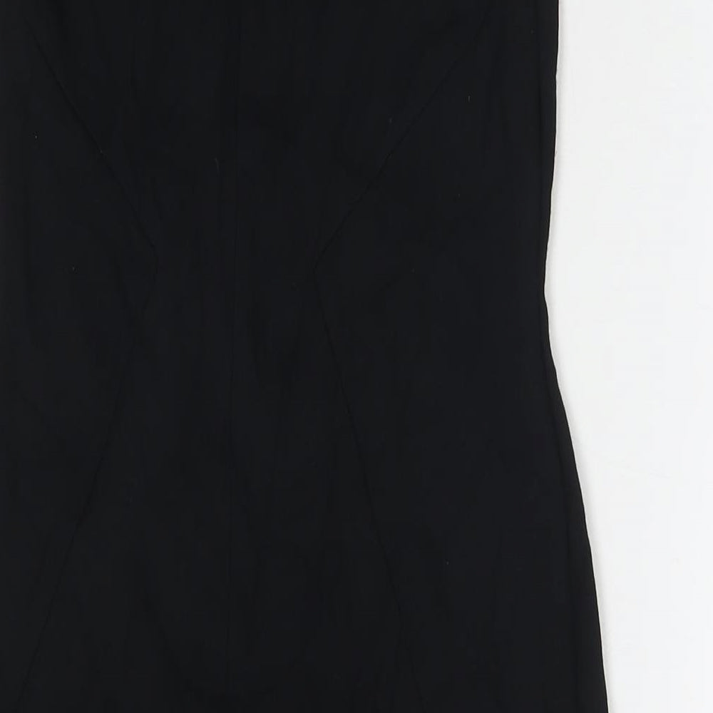 Marks & Spencer Womens Black Viscose A-Line Size 8 Round Neck Pullover
