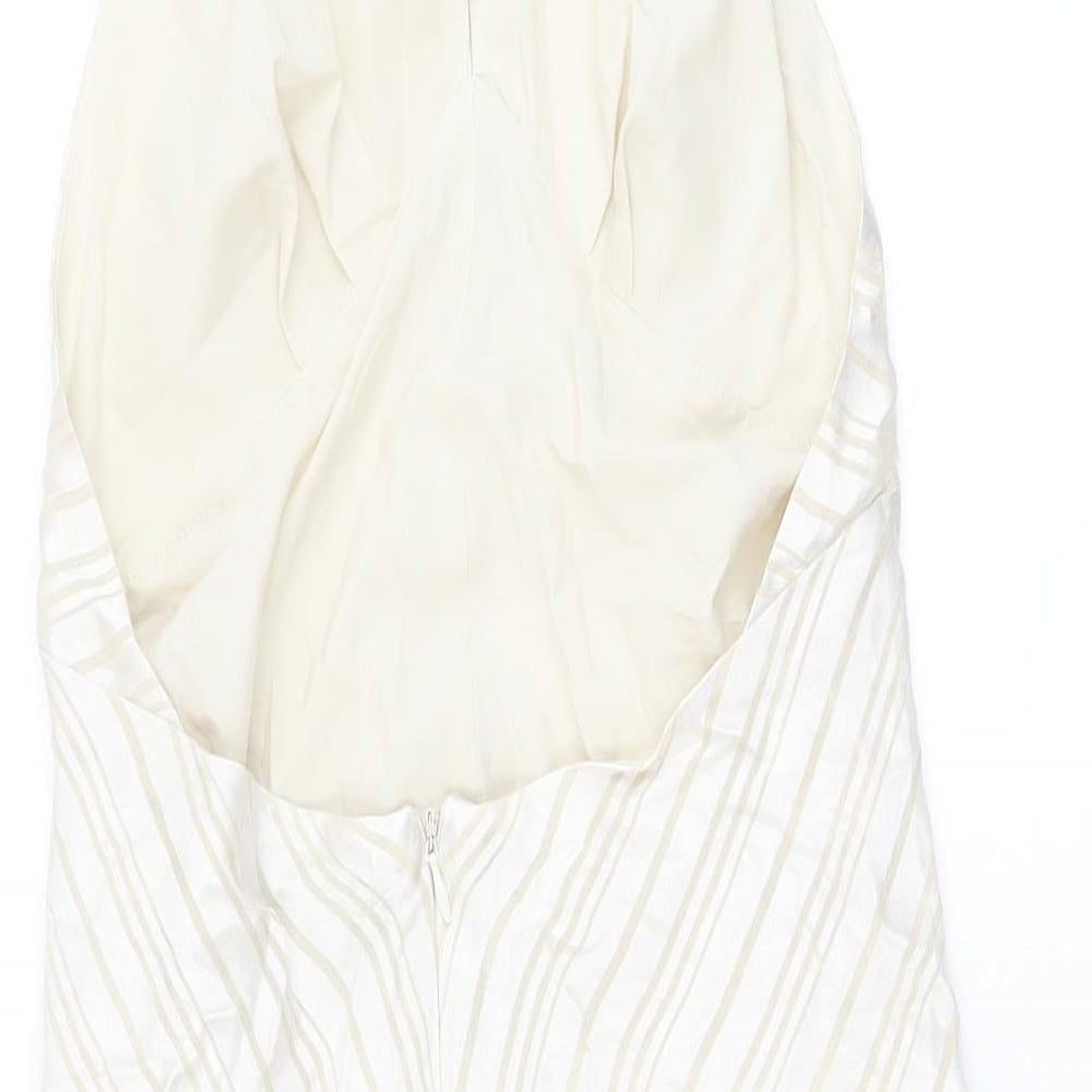 Topshop Womens Beige Striped Viscose A-Line Size 10 Halter Zip