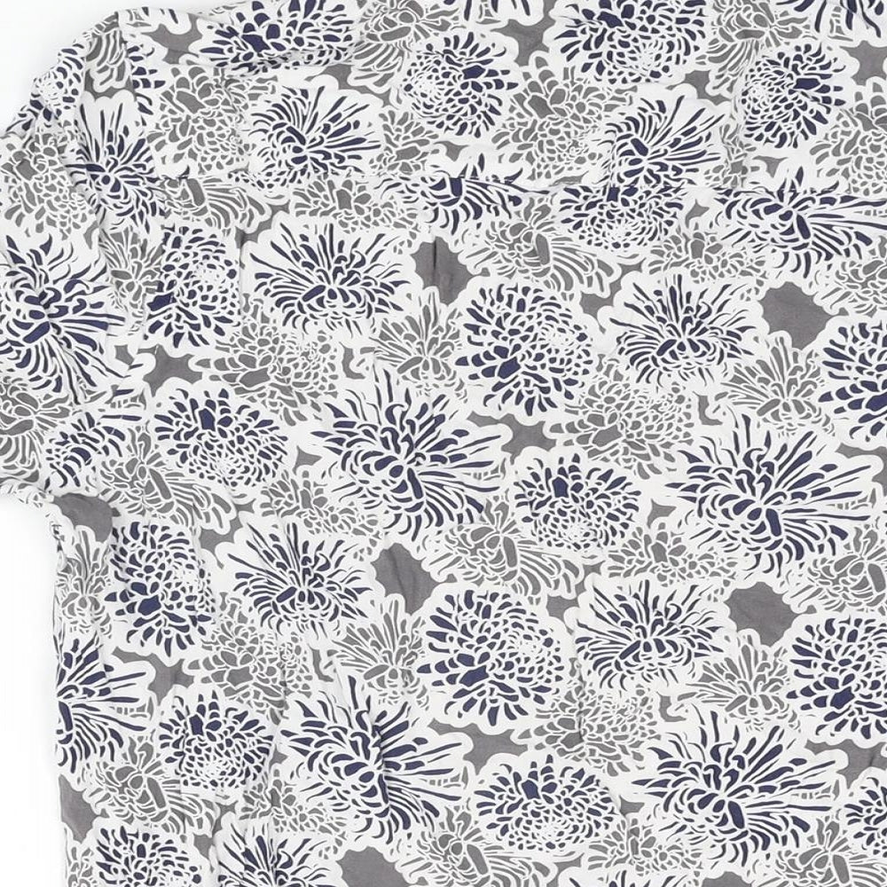 Debenhams Womens White Floral Viscose Basic Button-Up Size S Collared