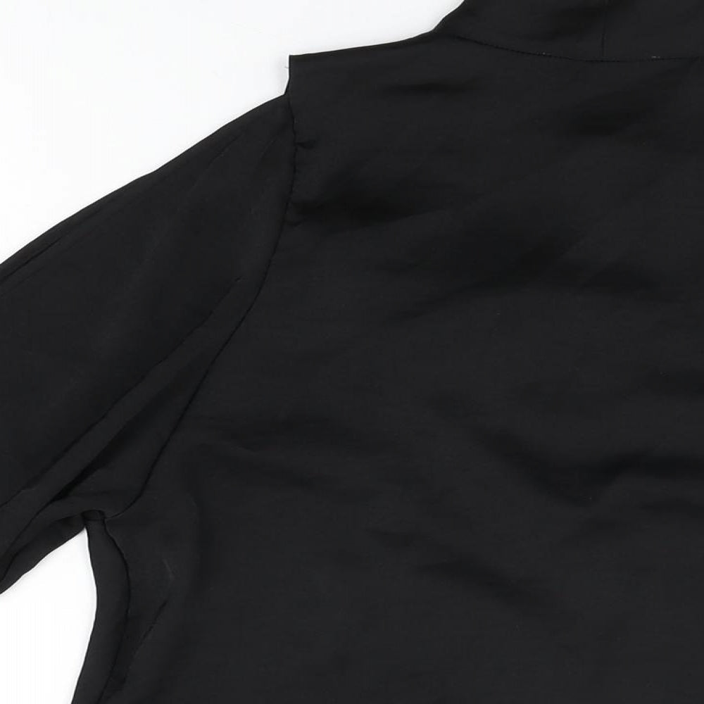 Warehouse Womens Black Polyester Basic Blouse Size 8 Cowl Neck