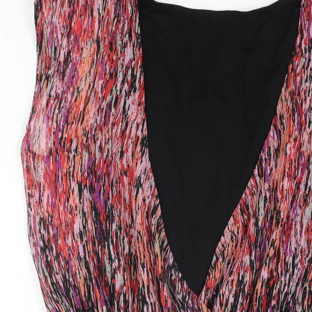 Marks & Spencer Womens Black Geometric Polyester Basic Blouse Size 12 Round Neck