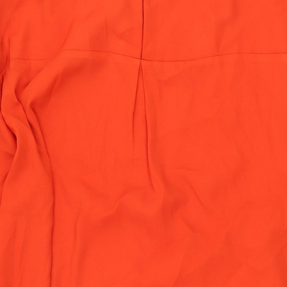 River Island Womens Red Polyester Shift Size 14 Round Neck Button