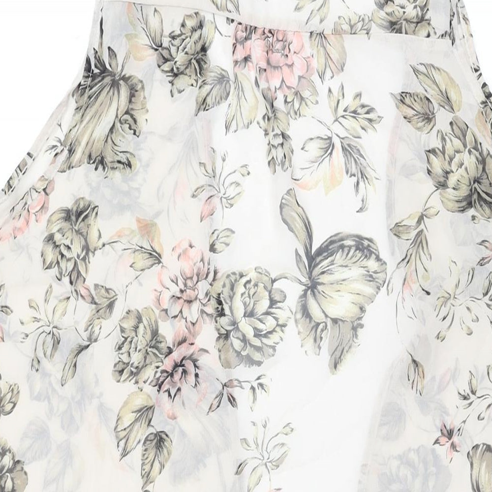 New Look Womens Beige Floral Polyester Basic Blouse Size 12 V-Neck