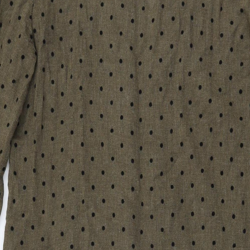Zara Womens Green Polka Dot Polyester Shift Size S V-Neck Pullover