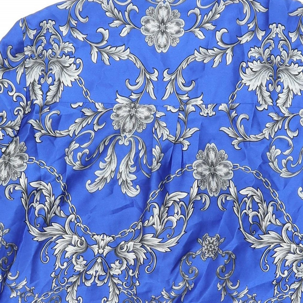Paraphrase Womens Blue Floral Polyester Shift Size XL Round Neck Button