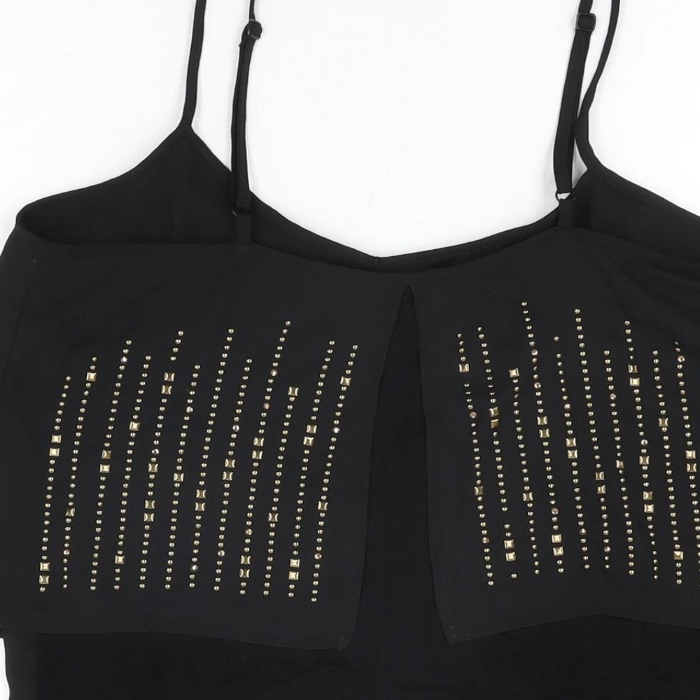 NEXT Womens Black Polyester Camisole T-Shirt Size 10 V-Neck