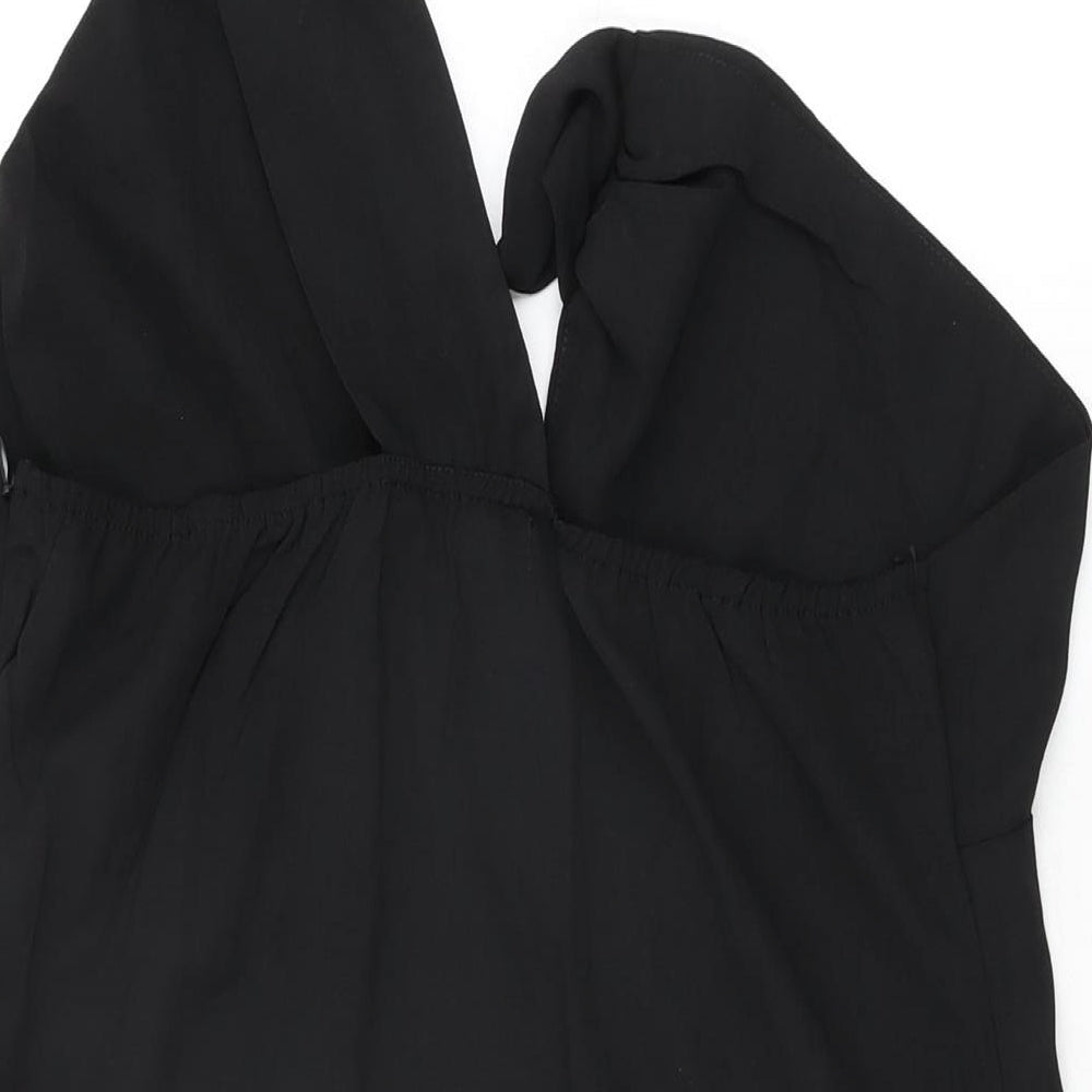 Missguided Womens Black Polyester Shift Size 16 One Shoulder Zip