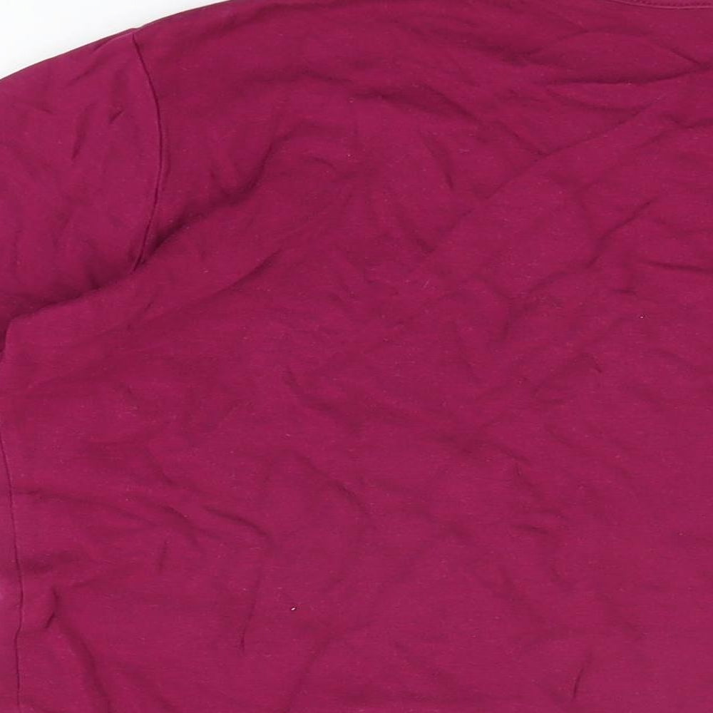Isle Womens Pink Floral Cotton Basic T-Shirt Size M Round Neck