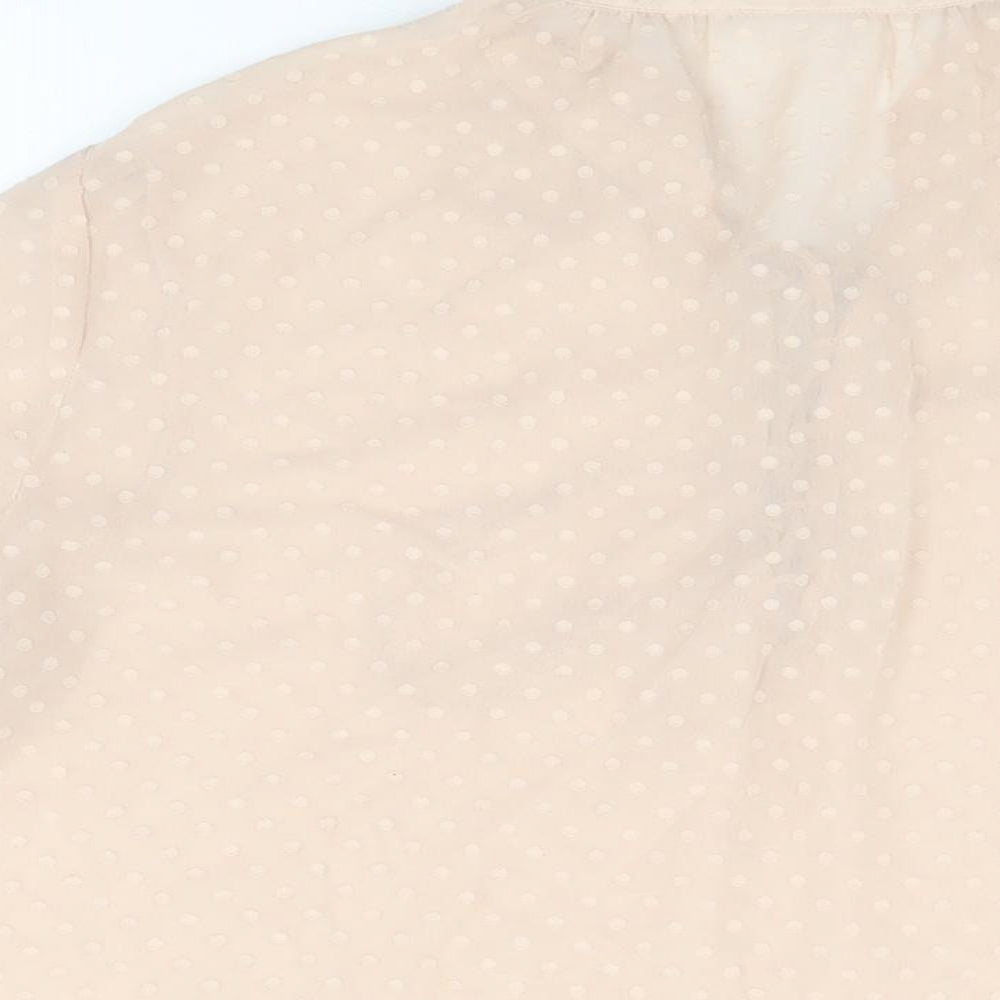 Mango Womens Pink Polka Dot Polyester Basic Blouse Size L Round Neck