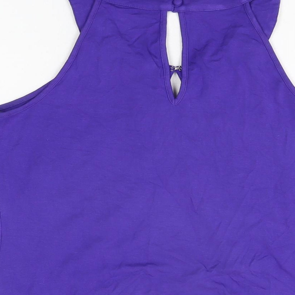 Julien Macdonald Womens Purple Viscose Basic T-Shirt Size 12 Round Neck