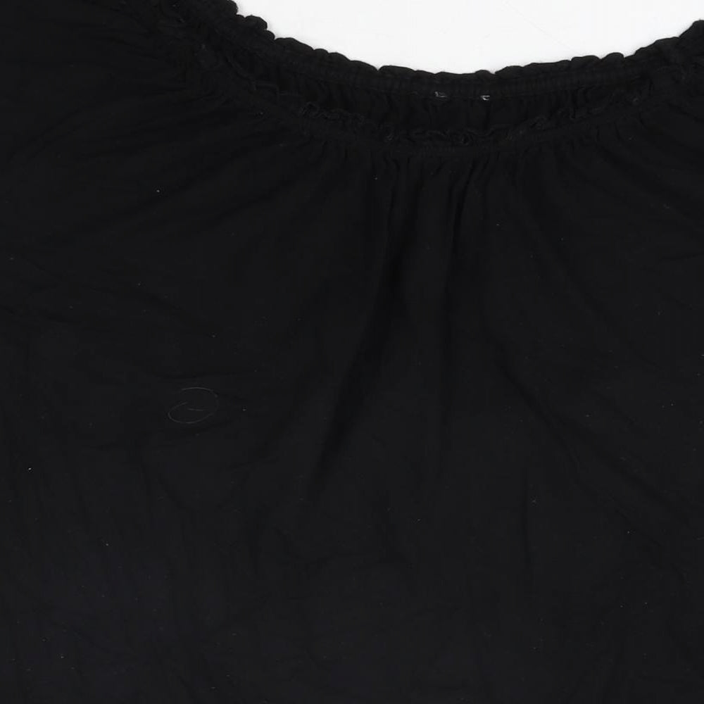 M&Co Womens Black Viscose Basic T-Shirt Size 18 Round Neck