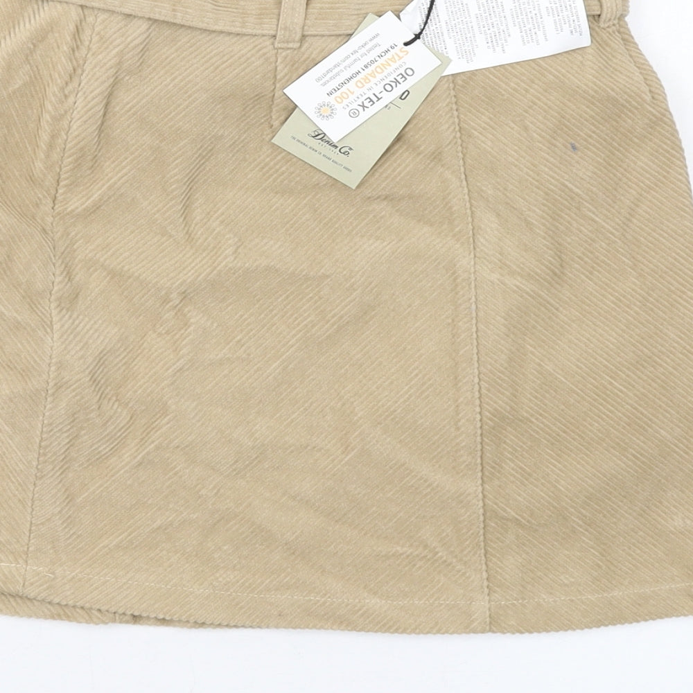 Denim & Co. Womens Beige Cotton Mini Skirt Size 6 Zip