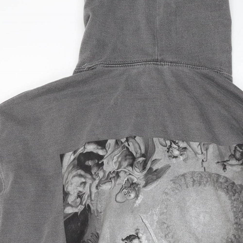 Boohoo Mens Grey Cotton Pullover Hoodie Size S