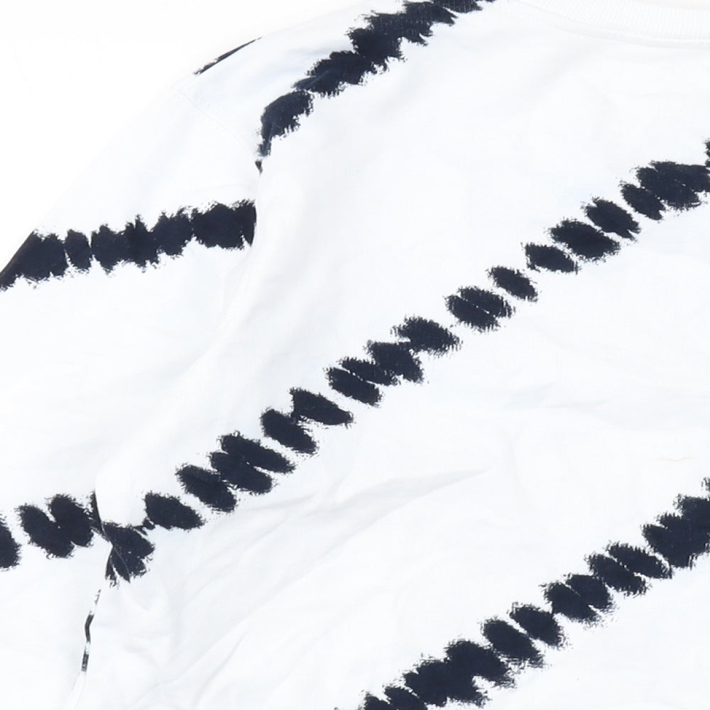 Marks & Spencer Womens White Geometric Cotton Pullover Sweatshirt Size M Pullover