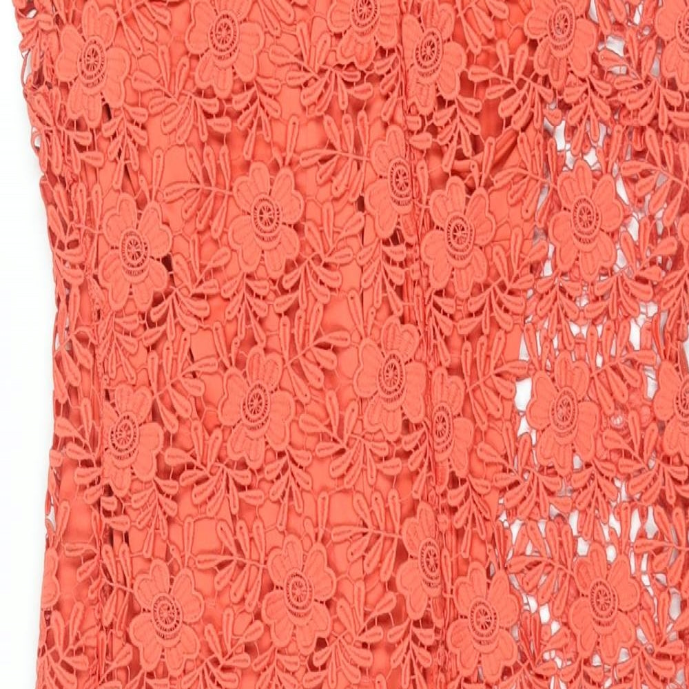 Marks & Spencer Womens Pink Polyester Shift Size 10 Round Neck Zip