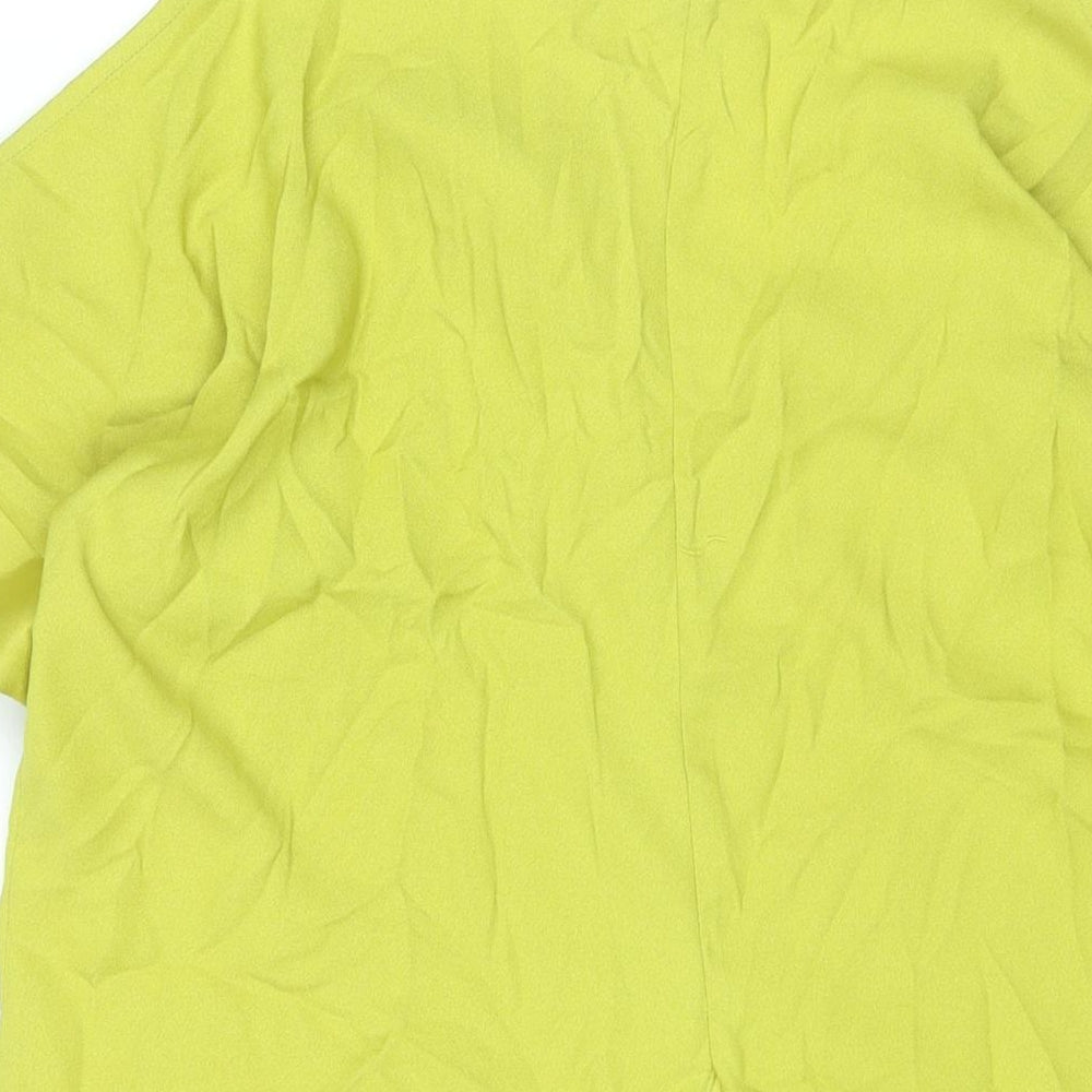 River Island Womens Green Polyester Basic Blouse Size 10 V-Neck - Cold Shoulder Vented