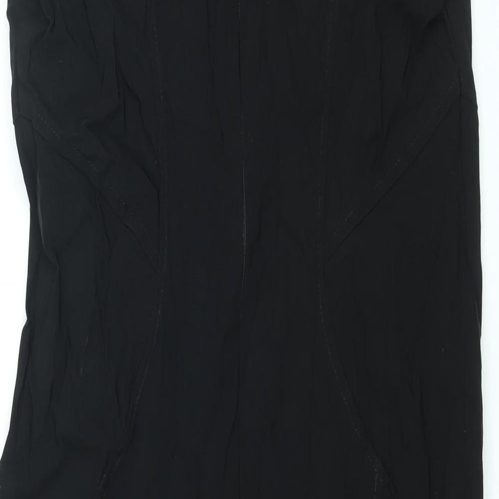 Julien Macdonald Womens Black Viscose Shift Size 14 Square Neck Zip - Lace Detail