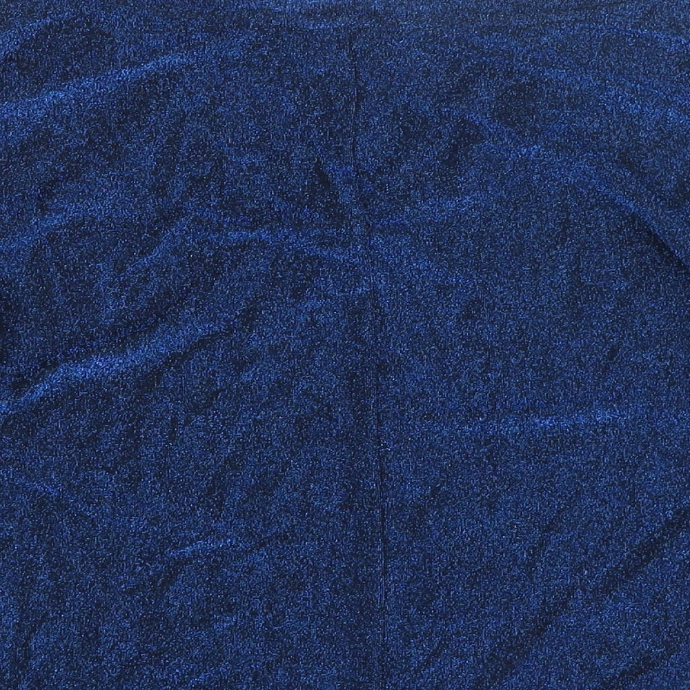 Marks & Spencer Womens Blue Polyester Basic Blouse Size 12 V-Neck - Glitter